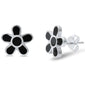Wholesale Silver- Black Omyx Flower Stud .925 Sterling Silver Earring