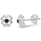 Wholesale Silver- Black Onyx Leaf Clover .925 Sterling Silver Earring
