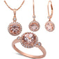 4.49ct F VS Morganite & Diamond 14kt Rose Gold Ring, Pendant & Earring Set