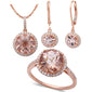 6.38ct F VS Morganite & Diamond 14kt Rose Gold Ring, Pendant & Earring Set