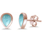 Rose Gold Plated Pear Shape Natural Larimar .925 Sterling Silver Earrings