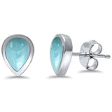 Pear Shape Natural Larimar .925 Sterling Silver Earrings