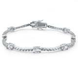 Oval & Round White Cz .925 Sterling Silver Bracelet 7"