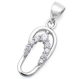  Cubic Zirconia Beach Sandal .925 Sterling Silver Pendant