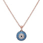 <span>CLOSEOUT!</span> Rose Gold Turquoise, Cz, &  Evil Eye .925 Sterling Silver Pendant Necklace