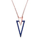 <span>CLOSEOUT!</span> New Rose Gold Plated Blue Sapphire Cubic Zirconia  .925 Sterling Silver Pendant Necklace