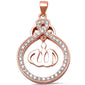 Rose Gold Plated Cz Allah Charm .925 Sterling Silver Pendant