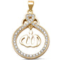 Yellow Gold Plated Cz Allah Charm .925 Sterling Silver Pendant
