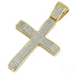 <span>CLOSEOUT!</span>Yellow Gold Plated Heavy Hiphop Cross  .925 Sterling Silver Charm Pendant