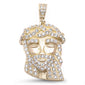 Yellow Gold Plated Cubic Zirconia Studded Jesus .925 Sterling Silver Pendant