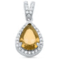Pear Champagne & Cubic Zirconia .925 Sterling Silver Pendant