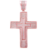 <span>CLOSEOUT!</span>Rose Gold Plated Hiphop Style Micro Pave Cubic Zirconia Double Cross .925 Sterling Silver Pendant