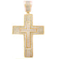 <span>CLOSEOUT!</span>Yellow Gold Plated Hiphop Style Micro Pave Cubic Zirconia Double Cross .925 Sterling Silver Pendant