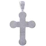 Hiphop Style Micro Pave Cubic Zirconia Cross .925 Sterling Silver Pendant