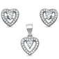 <span>CLOSEOUT! </span>Pave Cubic Zirconia .925 Sterling Silver Earring and Pendant Set