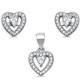 Pave Cubic Zirconia .925 Sterling Silver Earring and Pendant Set