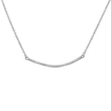 Micro Pave Cubic Zirconia Curve Bar .925 Sterling Silver Pendant Necklace