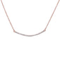 Rose Gold Plated Cz Bar .925 Sterling Silver Pendant Necklace