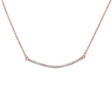 Rose Gold Plated Cz Bar .925 Sterling Silver Pendant Necklace