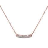 Rose Gold Plated Micro Pave Cz Bar .925 Sterling Silver Pendant Necklace