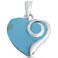 Blue Turquoise Heart .925 Sterling Silver Pendant