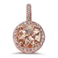 Halo Rose Gold Plated Round Morganite .925 Sterling Silver Pendant