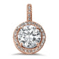 Halo Rose Gold Plated Round Cubic Zirconia .925 Sterling Silver Pendant