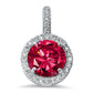 Halo Ruby & Cz .925 Sterling Silver Pendant