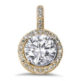 Halo Yellow Gold Plated Round Cubic Zirconia .925 Sterling Silver Pendant