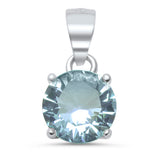 Round Aquamarine .925 Sterling Silver Solitaire Pendant