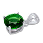Round Green Emerald .925 Sterling Silver Solitaire Pendant