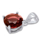 Round Red Garnet .925 Sterling Silver Solitaire Pendant