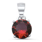 Round Red Garnet .925 Sterling Silver Solitaire Pendant