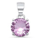 Round Pink Cz .925 Sterling Silver Solitaire Pendant