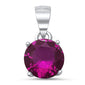 Round Rose Pink Cz .925 Sterling Silver Solitaire Pendant