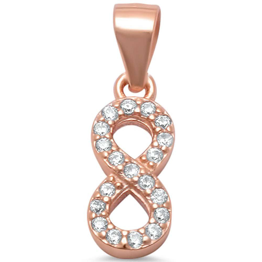 Rose Gold Plated Cz Infinity .925 Sterling Silver Pendant