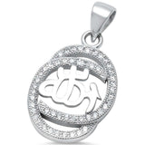 Micro Pave Cz Allah  .925 Sterling Silver Pendant