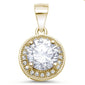 <span>CLOSEOUT! </span>2.5ct Yellow Gold Plated Halo Style Fine Cubic Zirconia .925 Sterling Silver Pendant
