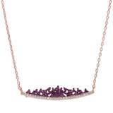 Rose Gold Plated Ruby & Cz Crown .925 Sterling Silver Pendant Necklace