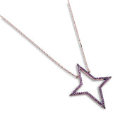  Rose Gold Plated Ruby Star .925 Sterling Silver Pendant Necklace
