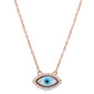Rose Gold Plated Cz Evil Eye .925 Sterling Silver Pendant Necklace