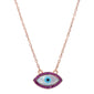 Rose Gold Plated Ruby Evil Eye .925 Sterling Silver Pendant Necklace