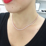 2.5MM  Round Cubic Zirconia Necklace .925 Sterling Silver Pendant 18",22"