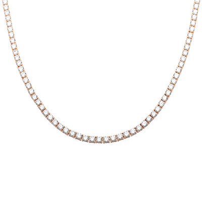 2MM Round Cubic Zirconia Necklace .925 Sterling Silver 17" Long
