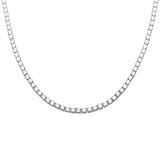 Collar de circonita cúbica redonda de 4 mm disponible en 2 colores, 13,50 CT, plata de ley .925, 45,72 cm, 55,88 cm