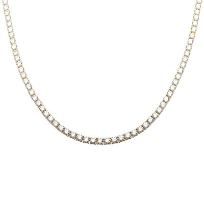 2MM Round Cubic Zirconia Necklace .925 Sterling Silver 17" Long