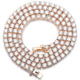 Collar de circonita cúbica redonda de 4 mm disponible en 2 colores, 13,50 CT, plata de ley .925, 45,72 cm, 55,88 cm