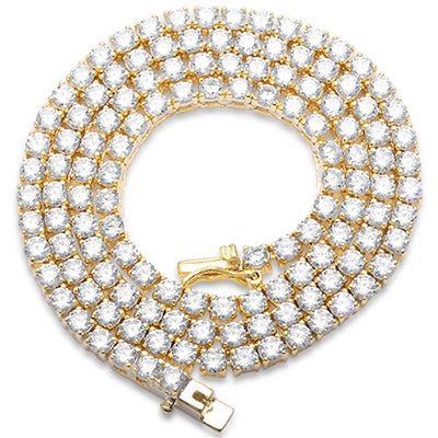 2MM Round Cubic Zirconia Necklace .925 Sterling Silver 17" Long