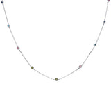 Available in 3 Colors"Diamond by the Yard" Multicolor Gemstone .925 Sterling Silver Necklace