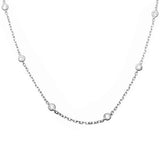 Bezel Set Cubic Zirconia .925 Sterling Silver Pendant Necklace